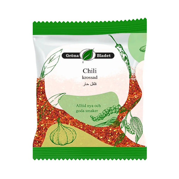 Gröna Bladet Krossad Chili, Stark 40g – Fyll Ditt Kök med Intensiv Hetta!