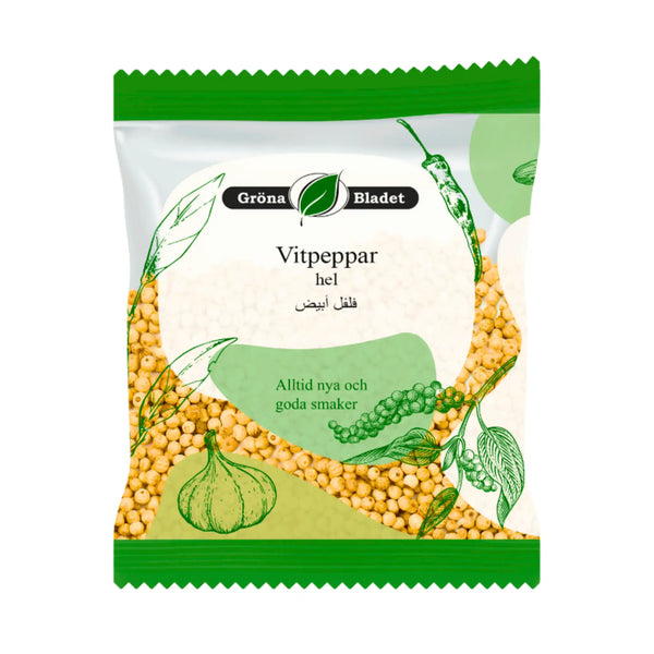 Gröna Bladet Vitpeppar, Hel 30g – Den Perfekta Kryddan för Smakrik Matlagning!